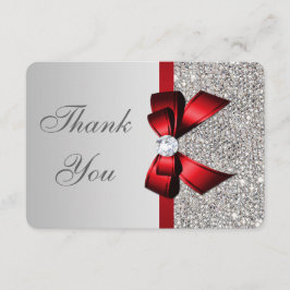 Hochzeit Imitate Silver Sequins Red Bow Vielen Dan Dankeskarte