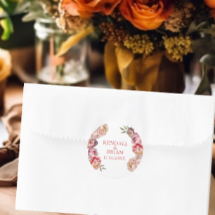 Hochzeit in Aquarellfarben und lila Torte Runder Aufkleber