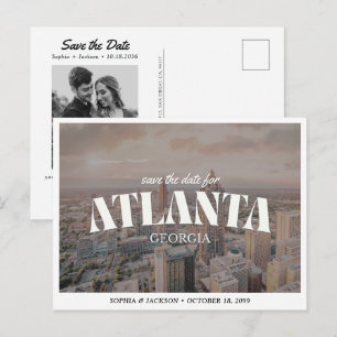 Hochzeit in Atlanta - Save-the-Date-Karte im Retro Postkarte