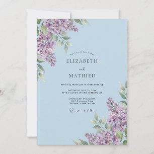Hochzeit in Blassviolettem Flieder Eukalyptus Einladung