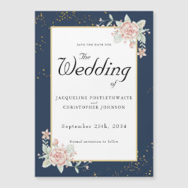 Hochzeit in blau-blau-rosa Hochzeit speichert das  Magneteinladung