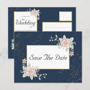 Hochzeit in blau-blau-rosa Hochzeit speichert das Postkarte