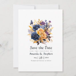 Hochzeit in Blau, Lila, Gold und Schwarz Save The Date