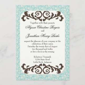 Hochzeit in Blau und Braun Einladung