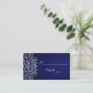 Hochzeit in Blau und Weiß Damaskus Platzkarte