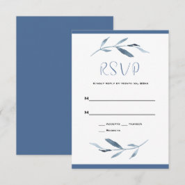Hochzeit in Blau und Weiß RSVP Karte