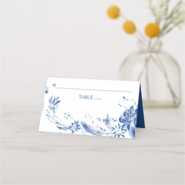 Hochzeit in Blau-Weiß-Blume Platzkarte