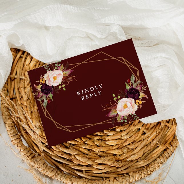 Hochzeit in Burgund Rot und Rot Postkarte (Von Creator hochgeladen)