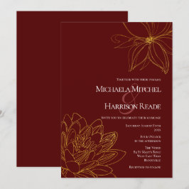 Hochzeit in Burgund und Gold Einladung