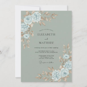 Hochzeit in Celadon, Azurblau und Ranunculus mit E Einladung