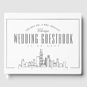 Hochzeit in Chicago Moderner Deko Skyline Gästebuch