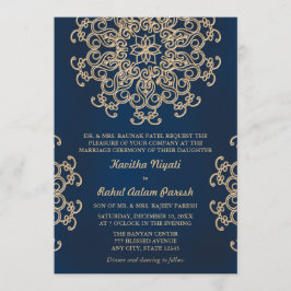 Hochzeit in der Marine und in Gold Inspiriert Einladung