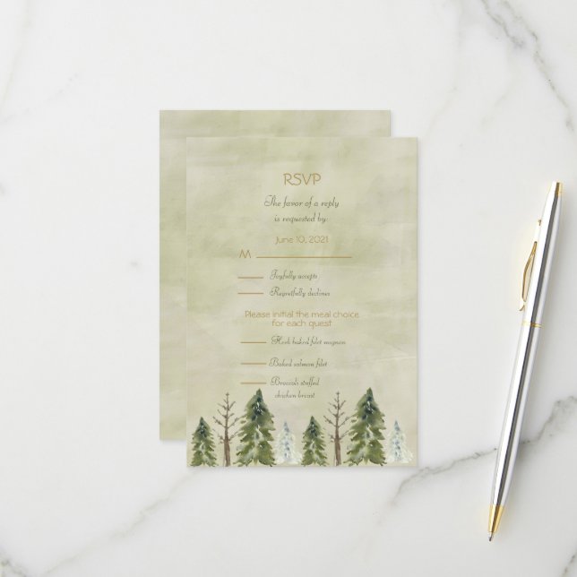Hochzeit in der Pines-RSVP-Karte RSVP Karte (Vorderseite/Rückseite Beispiel)
