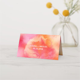 Hochzeit in hellrosa und orange Wasserfarbe Platzkarte