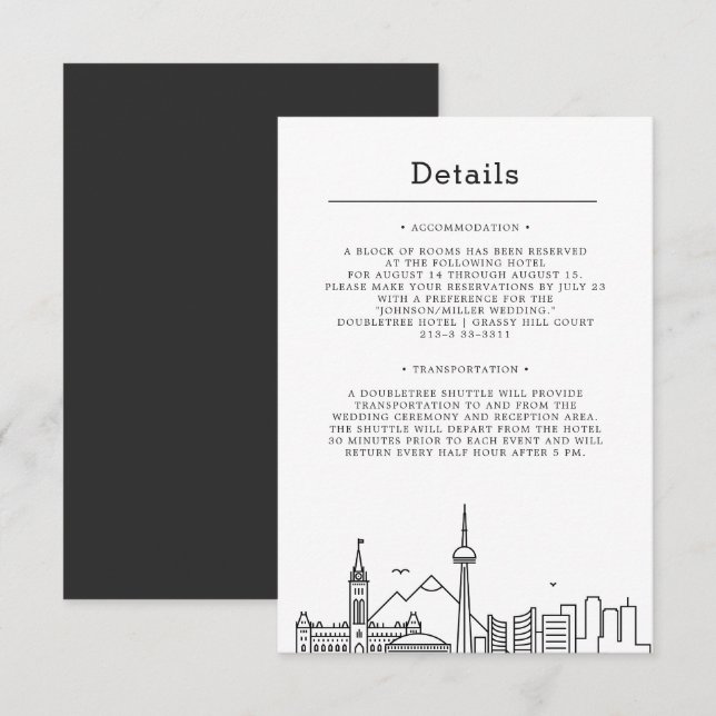 Hochzeit in Kanada | Gast Details Einladung (Vorne/Hinten)