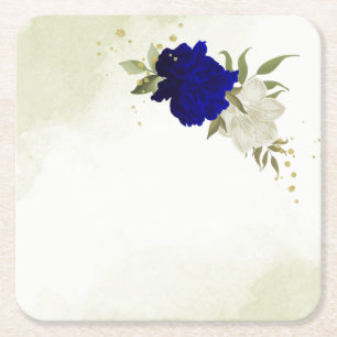Hochzeit in königsblauen und weißen Blume Rechteckiger Pappuntersetzer