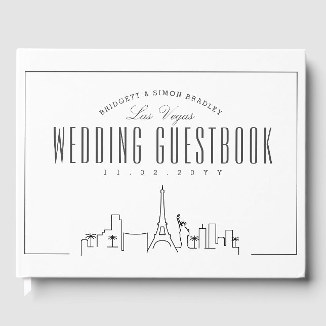 Hochzeit in Las Vegas | Moderner Deko Skyline Gästebuch (Vorderseite)