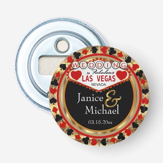 Hochzeit in Las Vegas - Rot Flaschenöffner (Vorderseite)