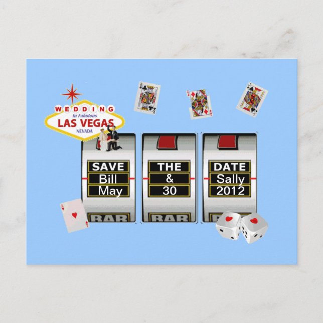 Hochzeit in Las Vegas "Save the Date" Slot Postkar Ankündigungspostkarte (Vorderseite)