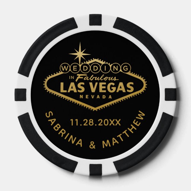 Hochzeit in Las Vegas Sign Casino Gefallen Pokerchips (Vorderseite)