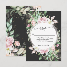 Hochzeit in Luxus, Schwarz und Rosa RSVP Karte