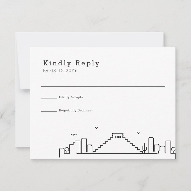 Hochzeit in Mexiko | Stilisierte Skyline-UAWG RSVP Karte (Vorderseite)