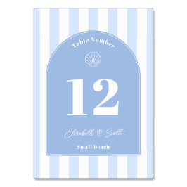 Hochzeit in Minimalistischem Blau und Weiß Tischnummer