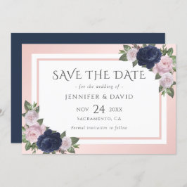 Hochzeit in Navy Blue und Blush speichern das Datu Save The Date