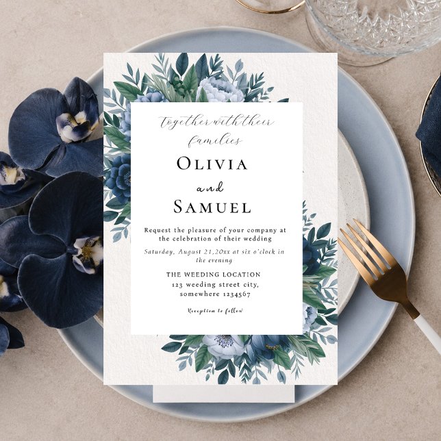 Hochzeit in Navy und Hellblau Einladung (Von Creator hochgeladen)