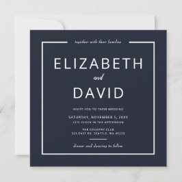 Hochzeit in Navy und White Elegante Moderne Minima Einladung