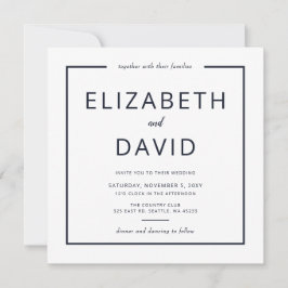 Hochzeit in Navy und White Elegante Moderne Minima Einladung