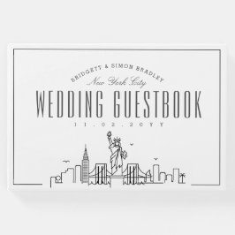 Hochzeit in New York | Moderner Deko Skyline Gästebuch