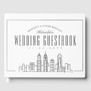Hochzeit in Philadelphia   Moderner Deko Skyline Gästebuch