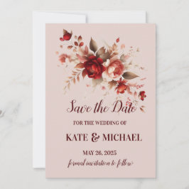 Hochzeit in Rot und Pfirsichblüte Save The Date