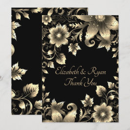 Hochzeit in Schwarz und Gold Dankeskarte