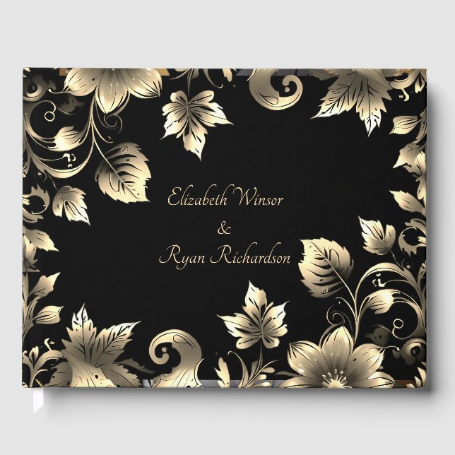 Hochzeit in Schwarz und Gold Gästebuch (Vorderseite)