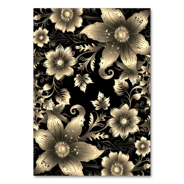 Hochzeit in Schwarz und Gold Tischnummer (Rückseite)
