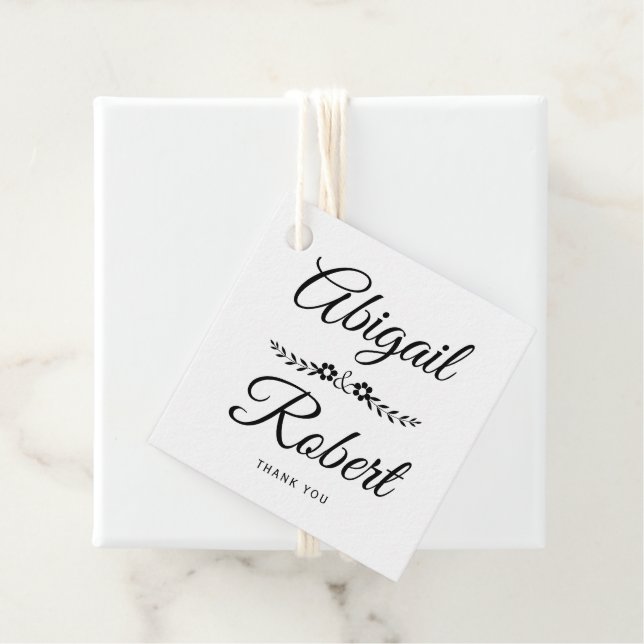 Hochzeit in Schwarz-Weiß-Blume Geschenkanhänger (Beispiel)