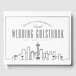 Hochzeit in Seattle Moderner Deko Skyline Gästebuch