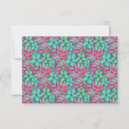 Hochzeit in tropischem Rosa und grüner Flora RSVP Karte