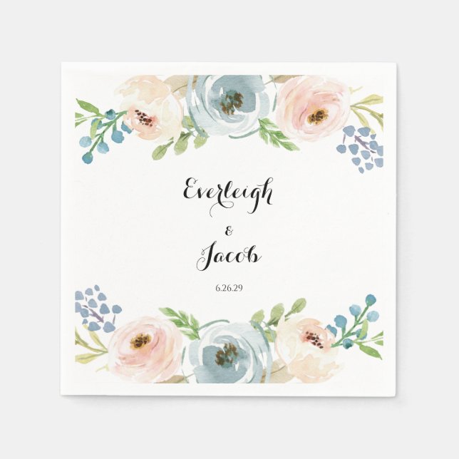 Hochzeit in trostfreiem Blau und Rosa Serviette (Vorderseite)