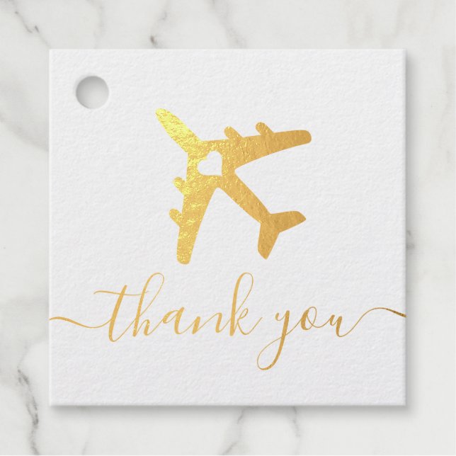 Hochzeit in Urlaubsort Airplane Travel Vielen Dank Geschenkanhänger (Vorderseite)