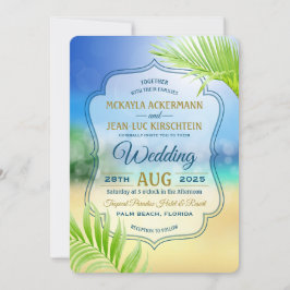 Hochzeit in Urlaubsort Beach Tropical Palm Tree Le Einladung