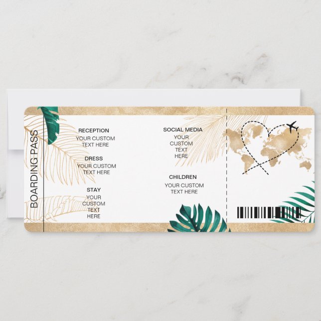 Hochzeit in Urlaubsort Boarding - Leitfaden Herzde Einladung (Vorderseite)