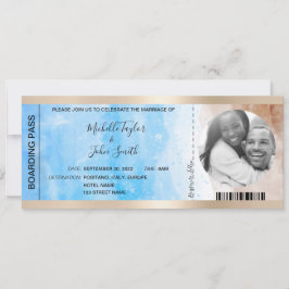 Hochzeit in Urlaubsort Boarding Pass Beach Ocean I Einladung
