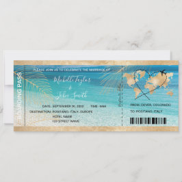 Hochzeit in Urlaubsort Boarding Pass Flugzeug Icon Einladung