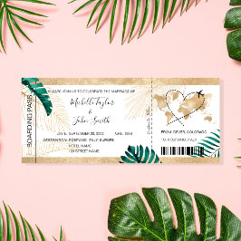 Hochzeit in Urlaubsort Boarding Pass Flugzeug Icon Einladung