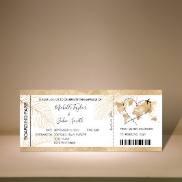 Hochzeit in Urlaubsort Boarding Pass Flugzeug Icon Einladung