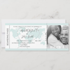 Hochzeit in Urlaubsort Boarding Pass Flugzeug Icon Einladung
