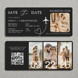 Hochzeit in Urlaubsort Boarding Pass Flugzeug QR C